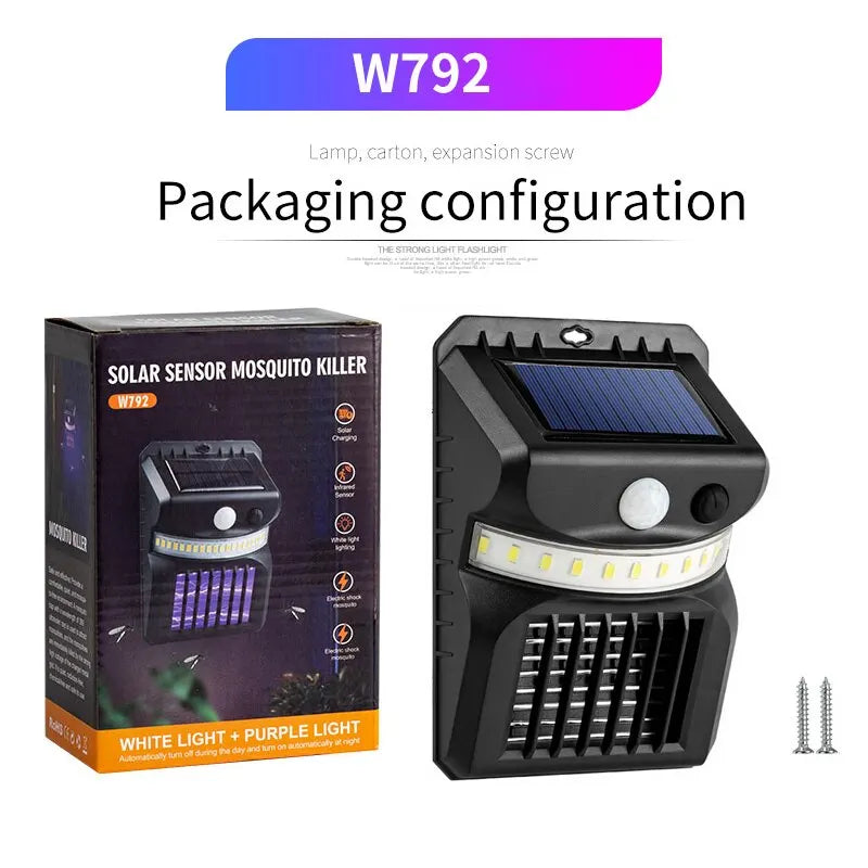 Lampe Solaire Anti-Moustiques d'Extérieur – Capteur Infrarouge, IP65, Recharge Solaire