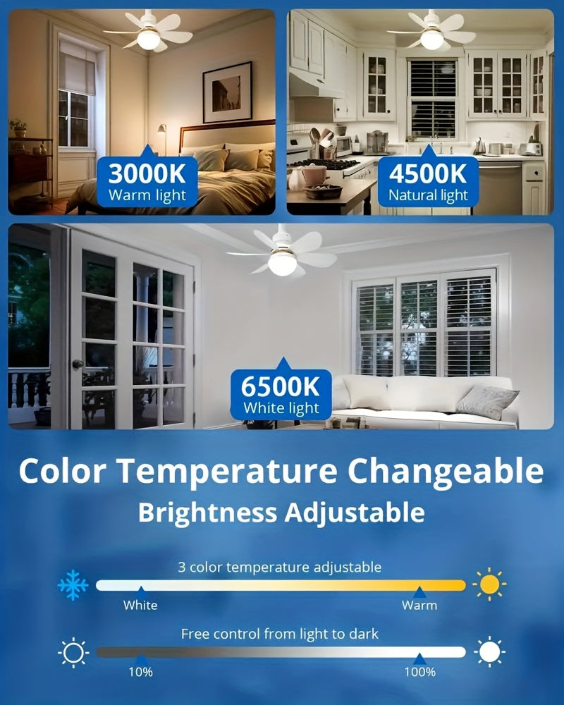 Ventilateur de Plafond LED Intelligent – Éclairage 3 Couleurs & Télécommande