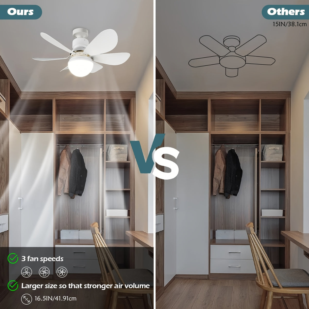 Ventilateur de Plafond LED Intelligent – Éclairage 3 Couleurs & Télécommande