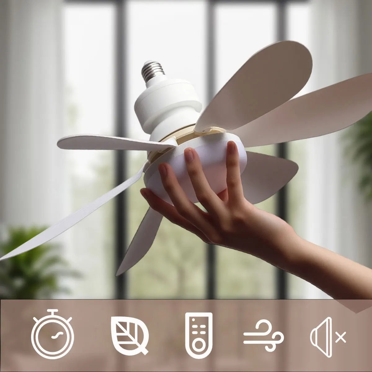 Ventilateur de Plafond LED Dimmable E27 – Télécommande, 30W/40W, 6 Pales, 3 Vitesses