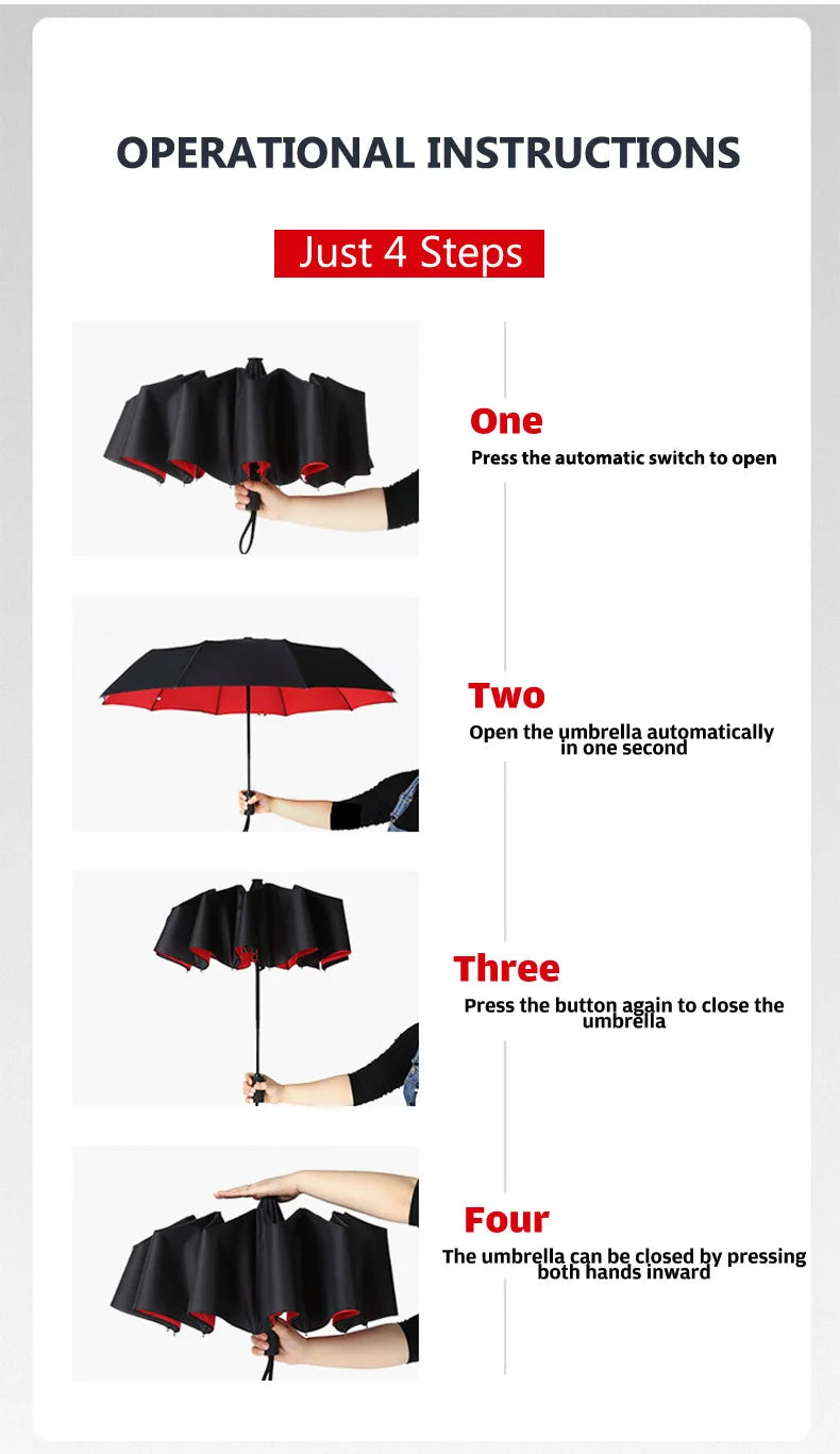 Parapluie Automatique Coupe-Vent Double Couche – 🚚 Livraison Gratuite