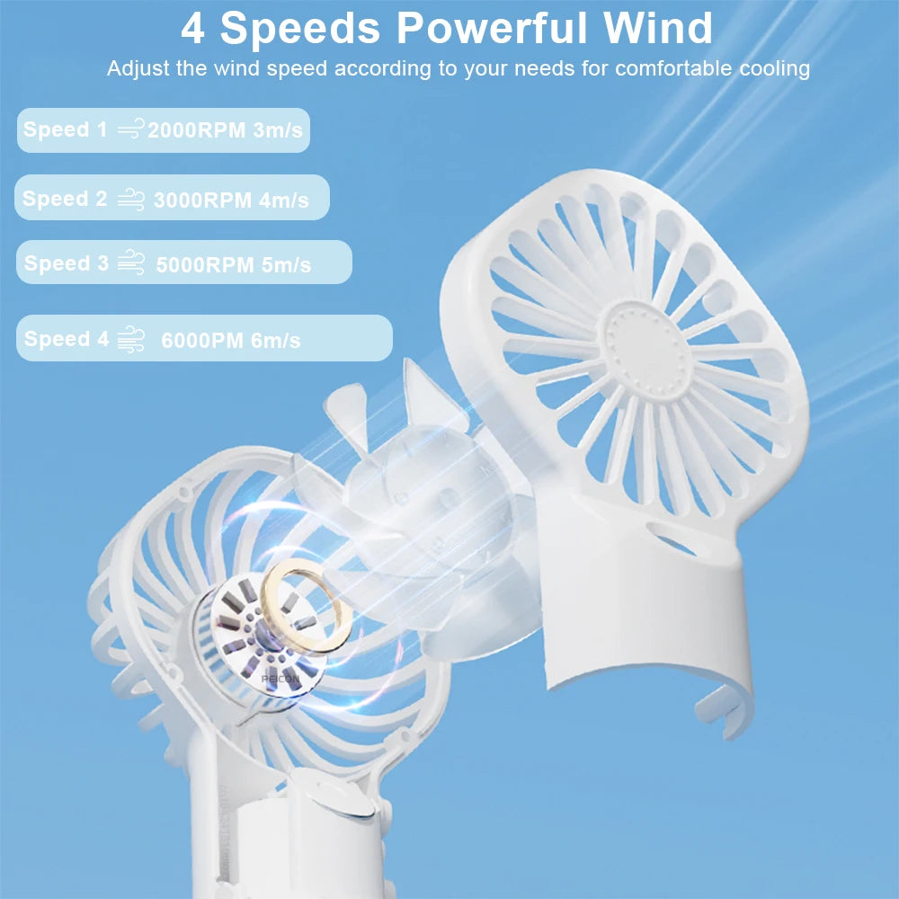 Mini Portable USB Rechargeable Misting Fan – 4 Speeds