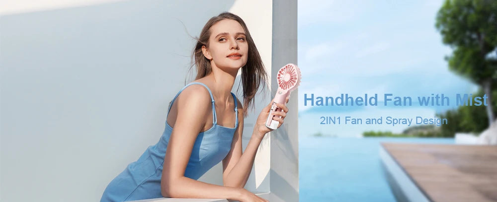 Mini Portable USB Rechargeable Misting Fan – 4 Speeds