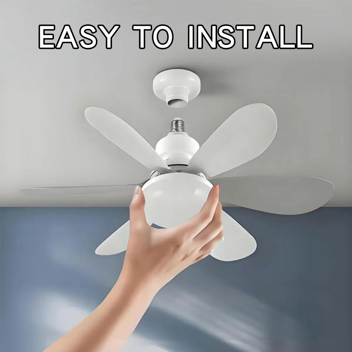 Ventilateur de Plafond LED Dimmable E27 – Télécommande, 30W/40W, 6 Pales, 3 Vitesses