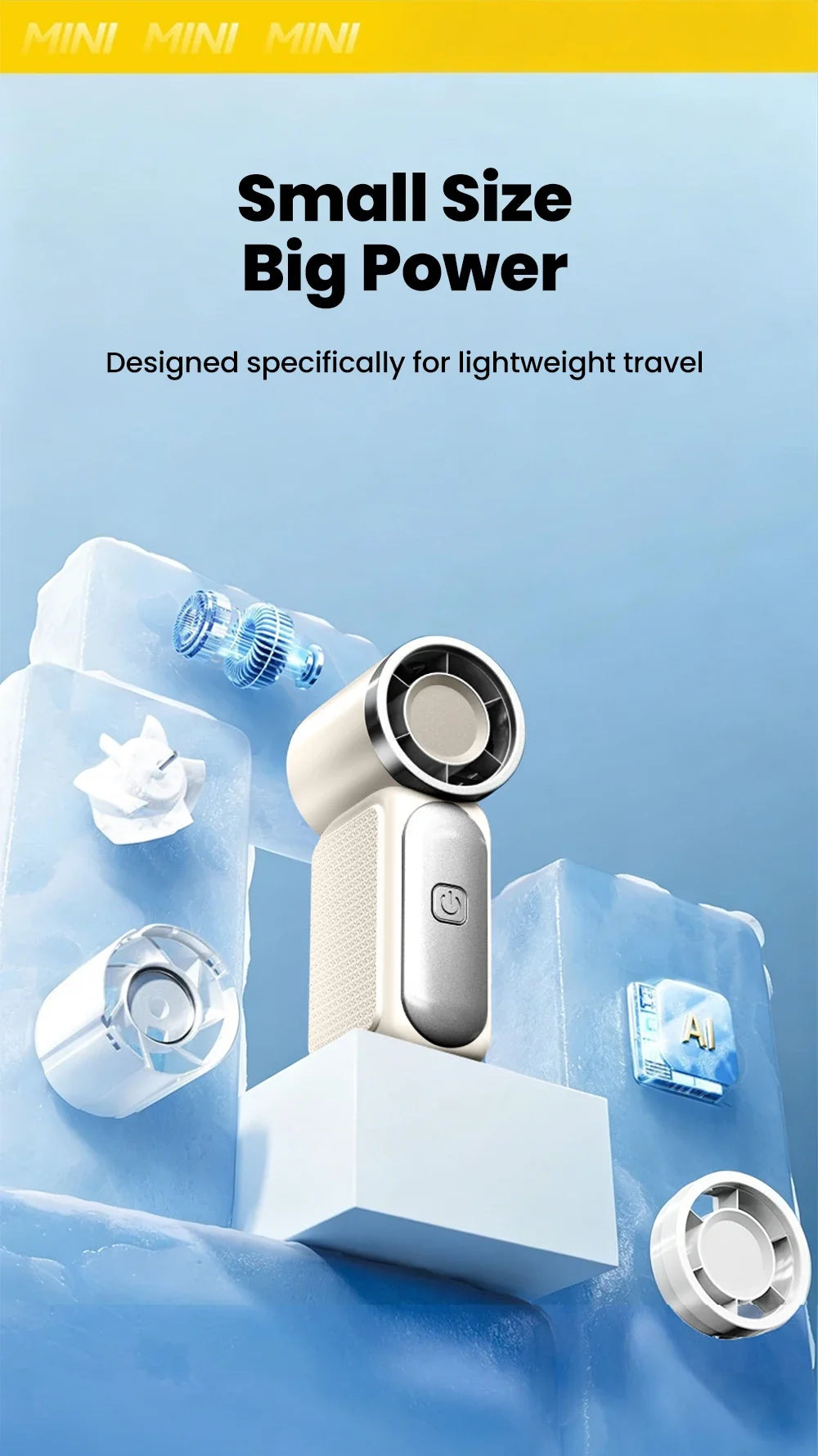 Mini ventilateur portable rechargeable 5 vitesses