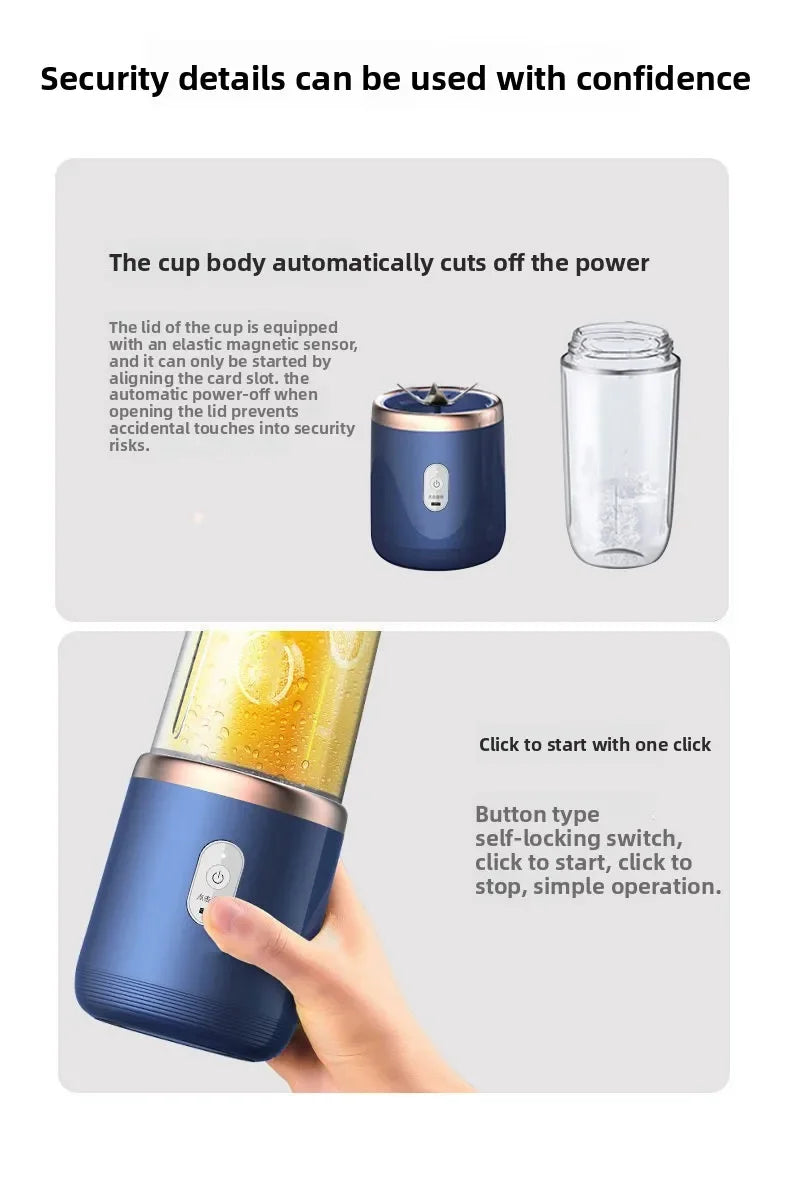 Mini Blender Portable USB Rechargeable – 6 Lames – 🚚 Livraison Gratuite