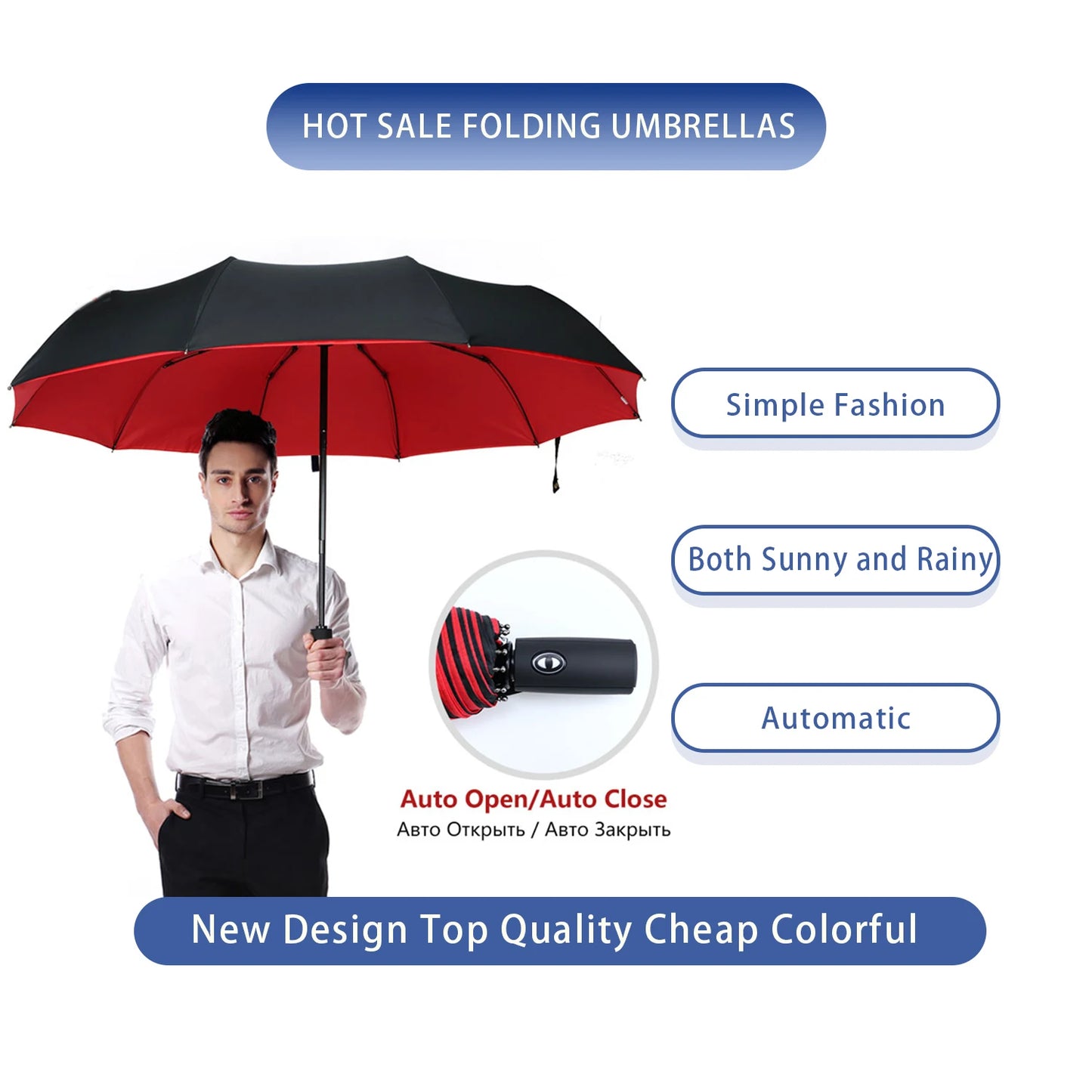 Parapluie Automatique Coupe-Vent Double Couche – 🚚 Livraison Gratuite