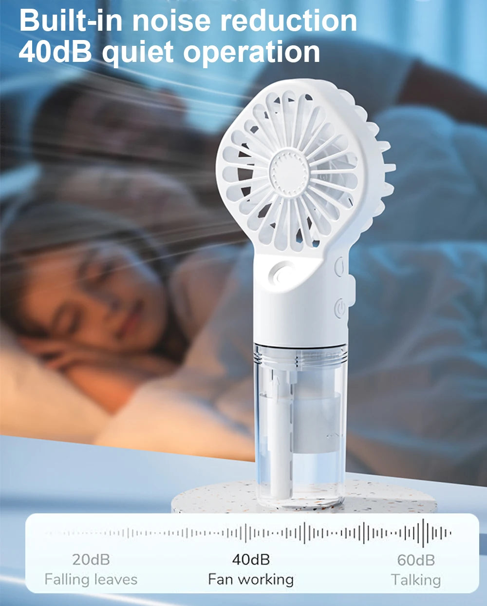 Mini Portable USB Rechargeable Misting Fan – 4 Speeds