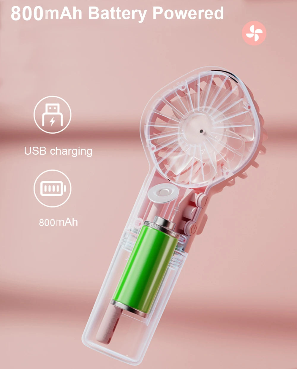 Mini Portable USB Rechargeable Misting Fan – 4 Speeds