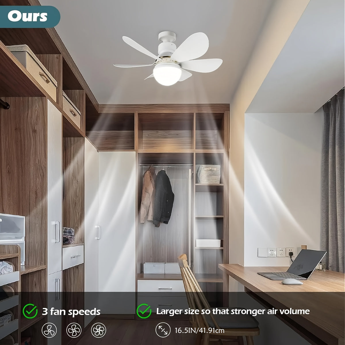 Ventilateur de Plafond LED Intelligent – Éclairage 3 Couleurs & Télécommande