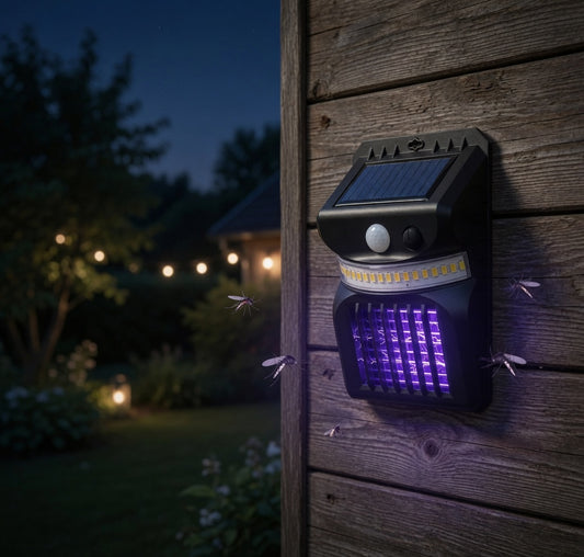 Lampe Solaire Anti-Moustiques d'Extérieur – Capteur Infrarouge, IP65, Recharge Solaire